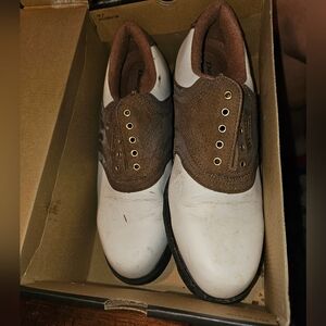 Men's White and Brown Golf Shoes Dunlop